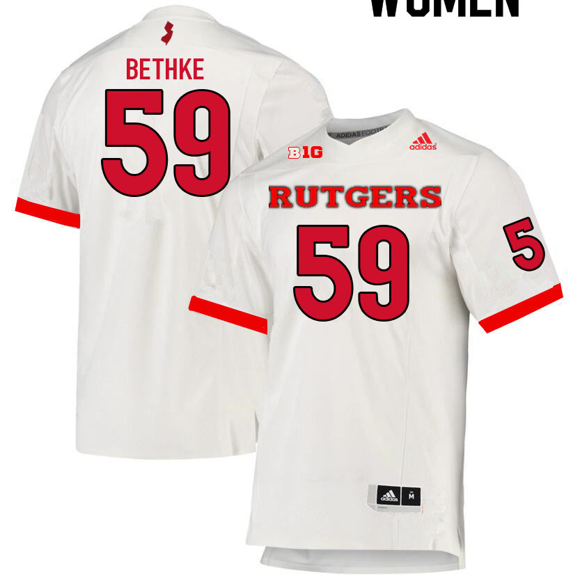 Women #59 Drew Bethke Rutgers Scarlet Knights College Football Jerseys Sale-White - Click Image to Close